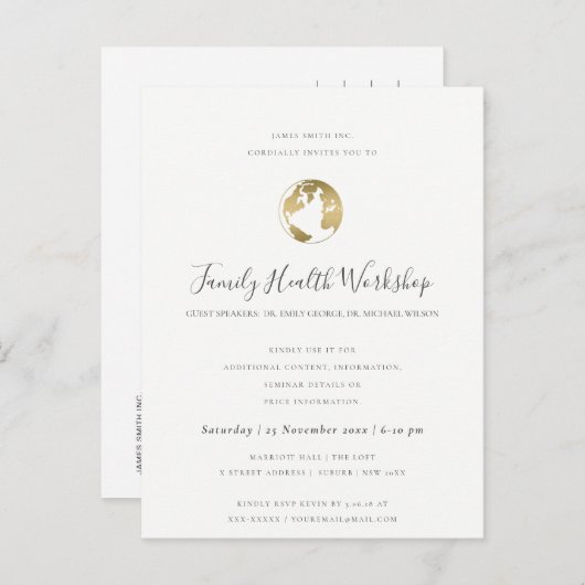 EUCALYPTUS BLUSH ROSE BLACK PINK WORKSHOP EVENT ANKÜNDIGUNGSPOSTKARTE (Vorne/Hinten)