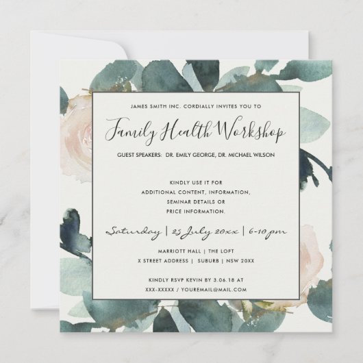 EUCALYPTUS BLUSH ROSE FOLIAGE WORKSHOP EVENT EINLADUNG (Vorderseite)