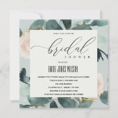 EUCALYPTUS BLUSH ROSE GRAY KRAFT BRAUTPARTY EINLADUNG (Vorderseite)