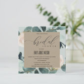 EUCALYPTUS BLUSH ROSE GRAY KRAFT BRAUTPARTY EINLADUNG (Stehend Vorderseite)
