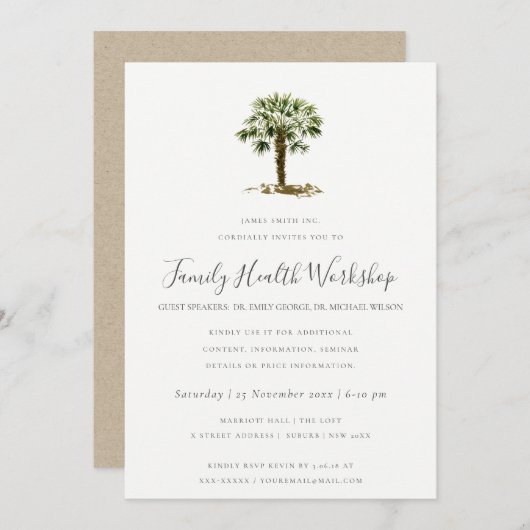 EUCALYPTUS BLUSH ROSE KRAFT BLACK WORKSHOP EREIGNI EINLADUNG (Vorne/Hinten)