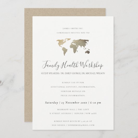 EUCALYPTUS BLUSH ROSE KRAFT GRAY WORKSHOP EREIGNIS EINLADUNG (Vorne/Hinten)