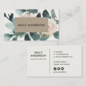 EUCALYPTUS BLUSH ROSE PEONY KRAFT FAUNA WATERCOLOR VISITENKARTE (Vorne/Hinten)