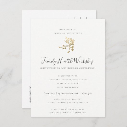 EUCALYPTUS BLUSH ROSE PINK KRAFT WORKSHOP EVENT ANKÜNDIGUNGSPOSTKARTE (Vorne/Hinten)