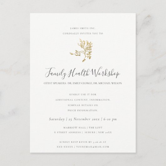 EUCALYPTUS BLUSH ROSE PINK KRAFT WORKSHOP EVENT ANKÜNDIGUNGSPOSTKARTE (Vorderseite)