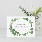 Eucalyptus Boho Greenerenerity Wedding Vielen Dank Dankeskarte (Stehend Vorderseite)