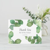 Eucalyptus Boho Greenerenerity Wedding Vielen Dank Dankeskarte (Stehend Vorderseite)