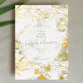 Eucalyptus Boho Moderne Pampas Gold Save the Date Folieneinladung