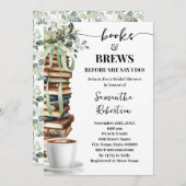Eucalyptus Books & Brews Coffee Bridal Shower Einladung (Vorne/Hinten)