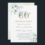 Eucalyptus Botanical 60. Geburtstagsparty Einladung<br><div class="desc">Diese 60. Geburtstagsfeier lädt mit gemalten Aquarelleukalyptus und grünen Blätter mit botanischen Goldzahlen ein.</div>