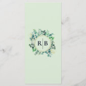 Eucalyptus Botanical Garden Wedding Dinner Menükarte (Rückseite)