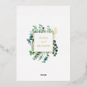 Eucalyptus Botanical Greenery Garden Wedding Gold Folieneinladung (Rückseite)