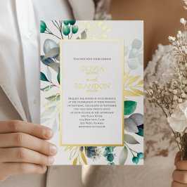 Eucalyptus Botanical Greenery Garden Wedding Gold Folieneinladung