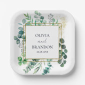 Eucalyptus Botanical Greenery Leaves Wedding Pappteller (Vorderseite)