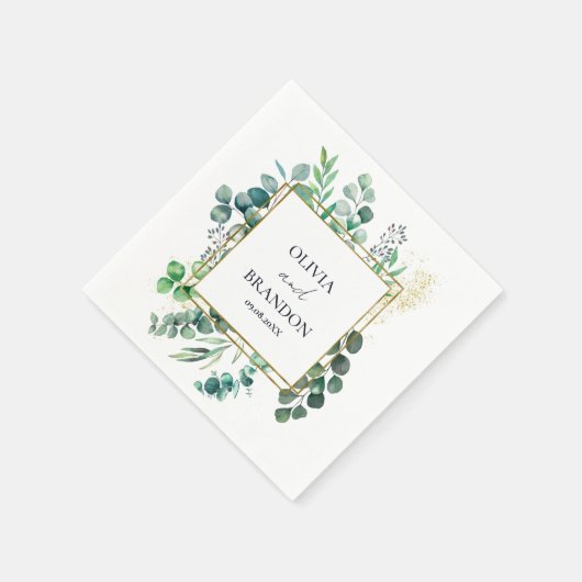 Eucalyptus Botanical Greenery Leaves Wedding Serviette (Ecke)