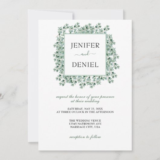 Eucalyptus Botanical Greenery  Wedding Einladung (Vorderseite)
