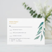Eucalyptus Botanical Greenery Wedding Invitation, RSVP Karte (Stehend Vorderseite)