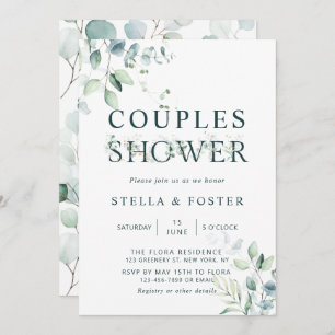 Eucalyptus Botanical Letter Couples Dusche Einladung