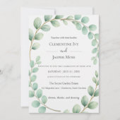Eucalyptus Botanical Sage Green Boho Wedding Einladung (Vorderseite)