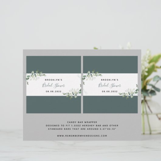 Eucalyptus Brautparty Candy Bar Wrapper (Stehend Vorderseite)