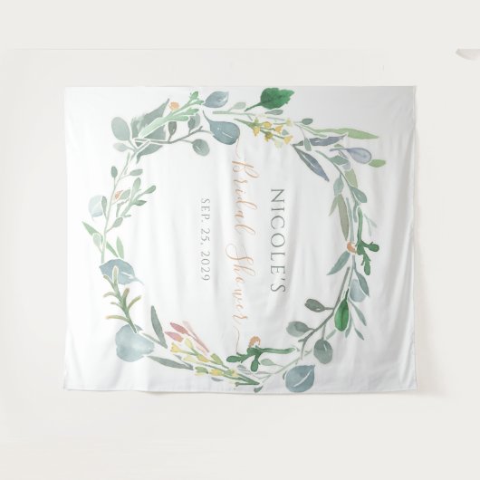 Eucalyptus-Brautparty Wandteppich (Vorderseite (Horizontal))