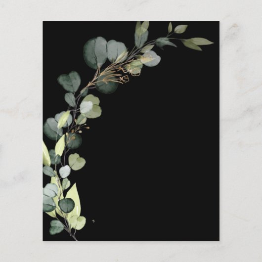 Eucalyptus Bridal Brunch Black Einladung (Rückseite)