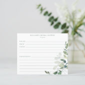 Eucalyptus Bridal Shower Recipe Cards (Stehend Vorderseite)