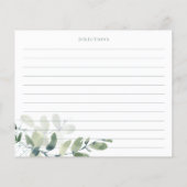 Eucalyptus Bridal Shower Recipe Cards (Rückseite)