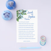 EUCALYPTUS BRIDE & GROOM TRIVIA SHOWER GAME CARD FLYER (Einzeln)