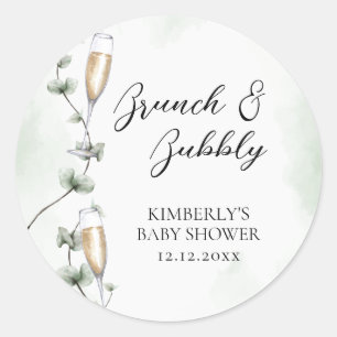 Eucalyptus Brunch Champagne Garden Baby Dusche Runder Aufkleber