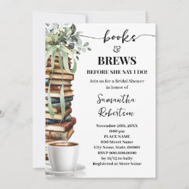 Eucalyptus Bücher & Gebräu Kaffee-Brautjungfernpar Einladung