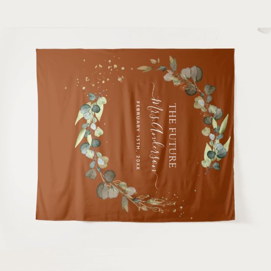Eucalyptus Burnt Orange Future Frau Backdrop Wandteppich (Vorderseite (Horizontal))
