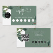Eucalyptus Business Logo QR Code Loyalty Visitenkarte (Vorne/Hinten)