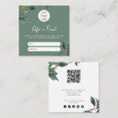 Eucalyptus Business Refer A Friend Referral Card Quadratische Visitenkarte (Vorne/Hinten)