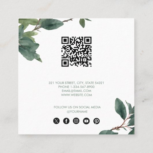 Eucalyptus Business Refer A Friend Referral Card Quadratische Visitenkarte (Rückseite)