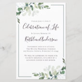 Eucalyptus Celebration of Life Einladung (Vorderseite)