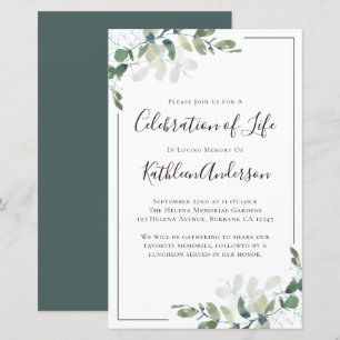 Eucalyptus Celebration of Life Einladung