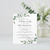 Eucalyptus Celebration of Life Einladung (Stehend Vorderseite)