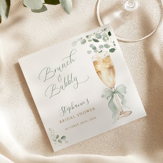 Eucalyptus Champagne Bridal Shower Serviette