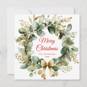 Eucalyptus Christmas Wreath Greenery Elegant Feiertagskarte (Vorderseite)