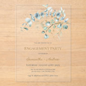 Eucalyptus Clear Acrylic Engagement Invitation Acryleinladungen (Vorderseite)