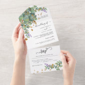 Eucalyptus Confetti Greenery Wedding All In One Einladung (Abreißen)