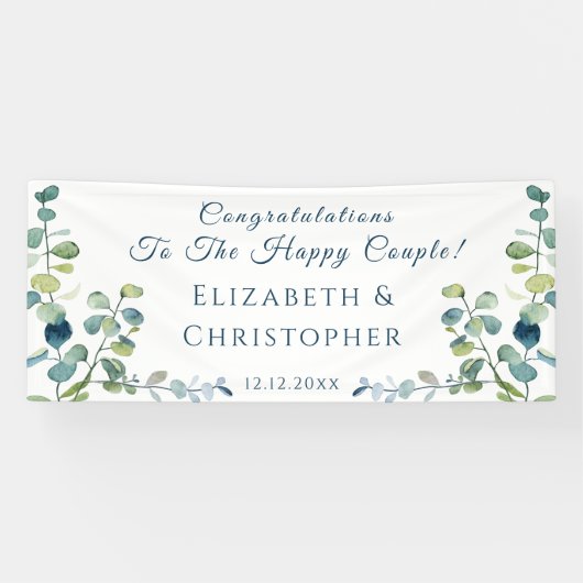 Eucalyptus Congratulations Engagement Party Banner (Horizontal)