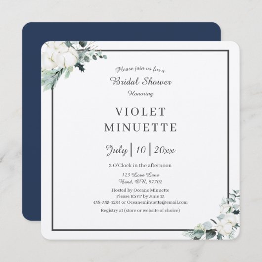 Eucalyptus Cotton | Felt Ecru v2 Brautparty Einladung (Vorne/Hinten)