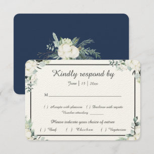 Eucalyptus Cotton   Felt Ecru Wedding RSVP Card Karte