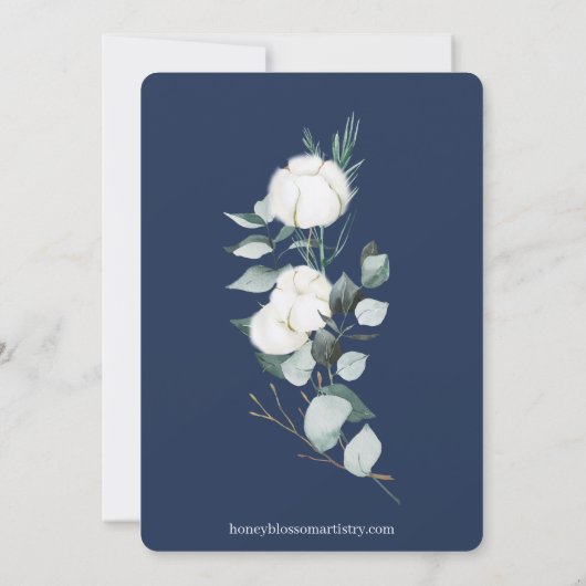 Eucalyptus Cotton | Felt Ecru Wedding Save The Date (Rückseite)