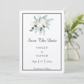 Eucalyptus Cotton | Felt Ecru Wedding Save The Date (Stehend Vorderseite)