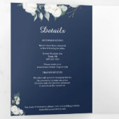 Eucalyptus Cotton | Marine Modern Dreifach Gefaltete Einladung (Innen Erste Seite)