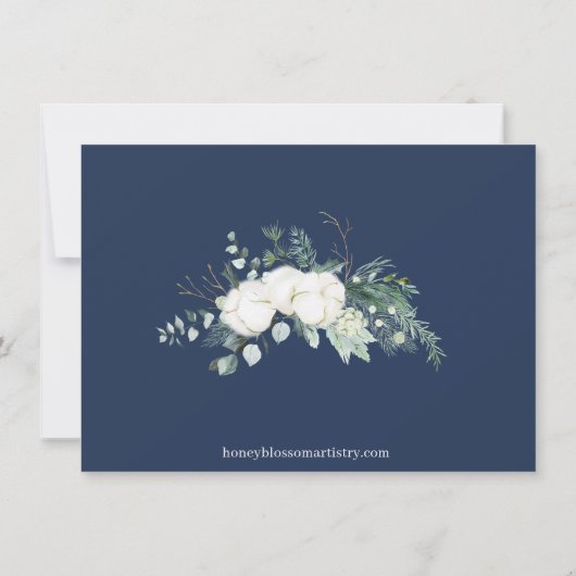 Eucalyptus Cotton | Moderne Hochzeit der Marine Save The Date (Rückseite)