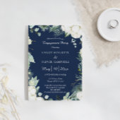 Eucalyptus Cotton | Navy Modern Engagement Party Einladung